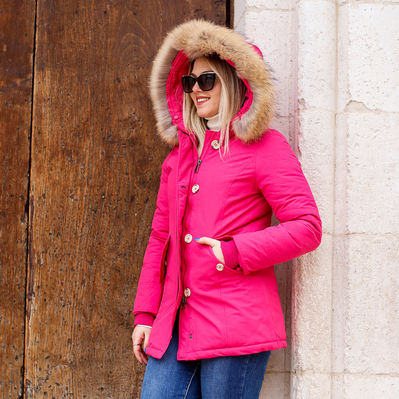 Parka Simil Woorlich Special Price Pelliccia GRANDE fucsia