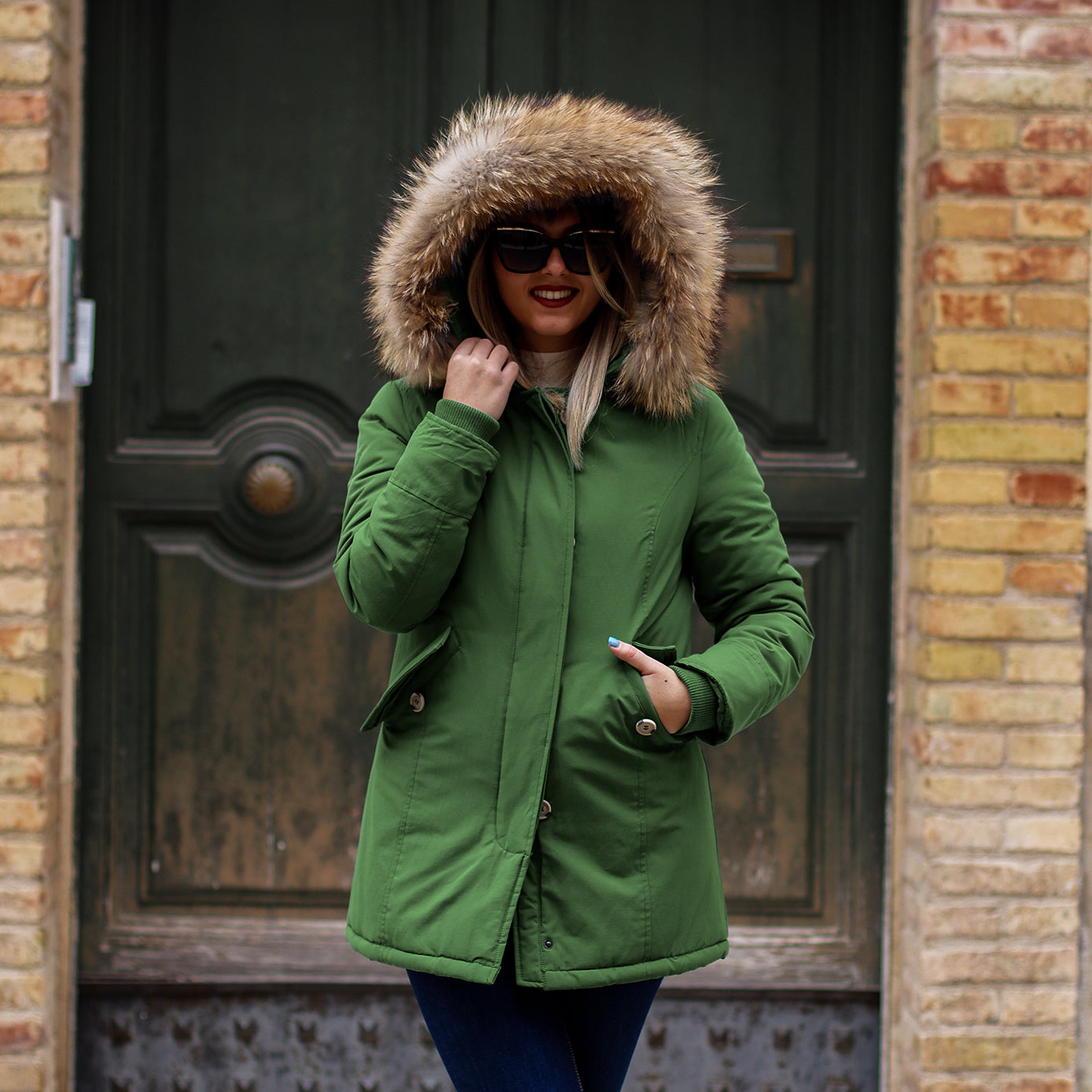 Parka Simil Woorlich Special Price Pelliccia GRANDE verde