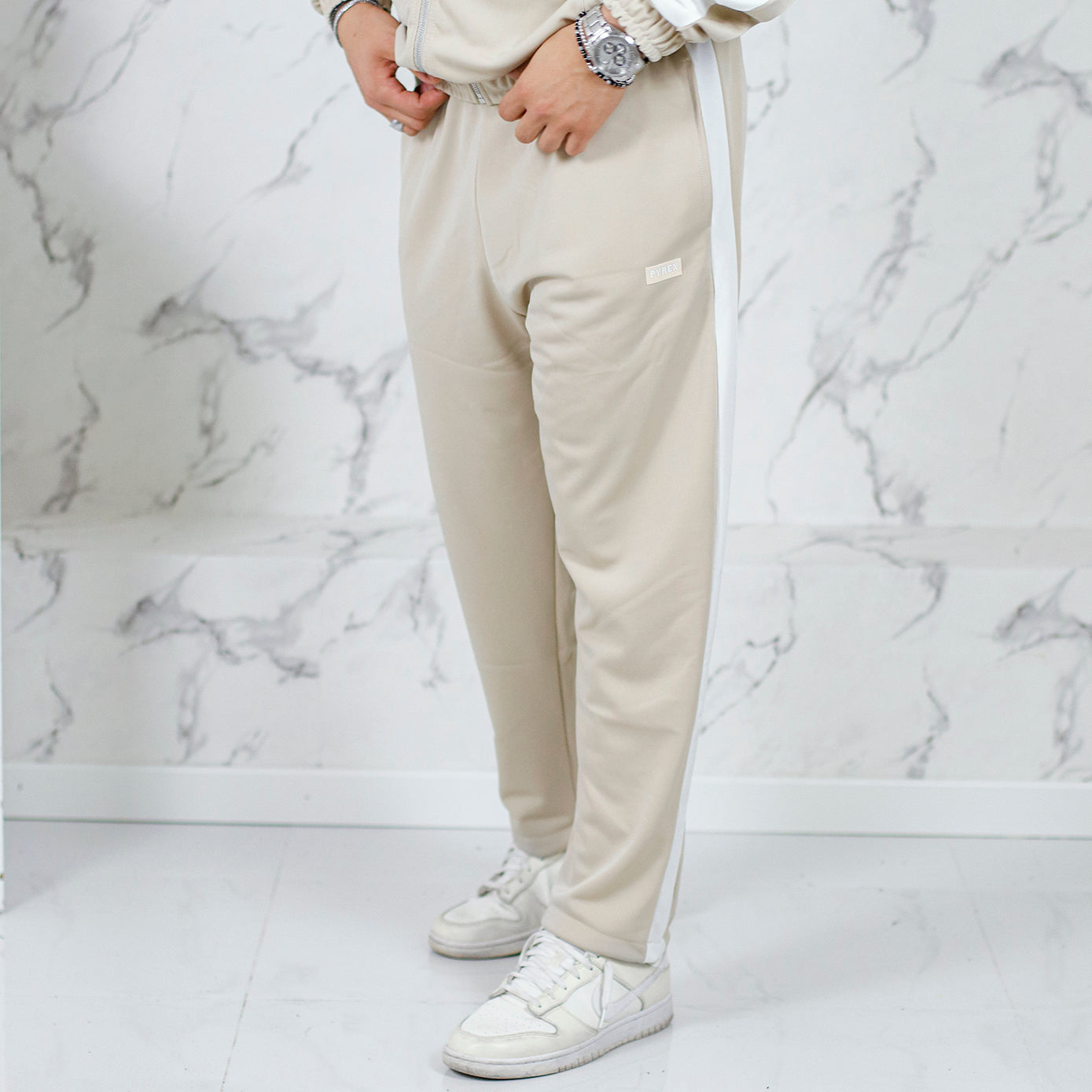 Pantalone tuta triacetato PYREX beige